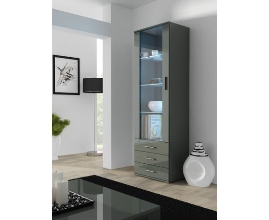 Cama Meble SOHO 7 set (RTV140 cabinet + S1 cabinet + shelves) Grey / Gloss grey