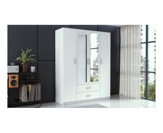 Top E Shop Topeshop ROMANA 160 BIEL bedroom wardrobe/closet 11 shelves 4 door(s) White