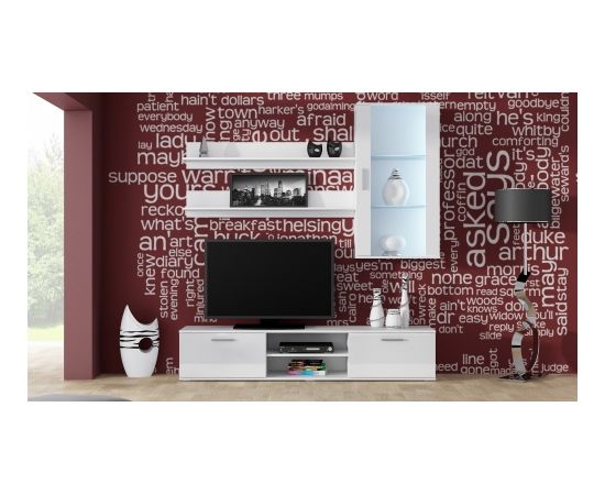 Cama Meble SOHO 5 set (RTV180 cabinet + Wall unit + shelves) White/White glossy