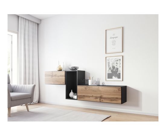Cama Meble Cama living room furniture set ROCO 11 (RO1+RO3+RO4) antracite/wotan oak