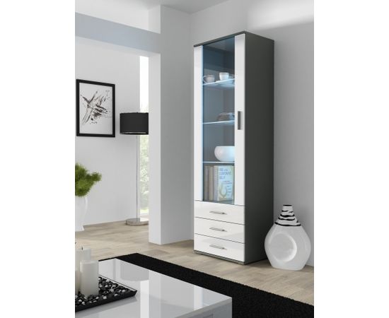 Cama Meble SOHO 7 set (RTV140 cabinet + S1 cabinet + shelves) Grey / White glossy