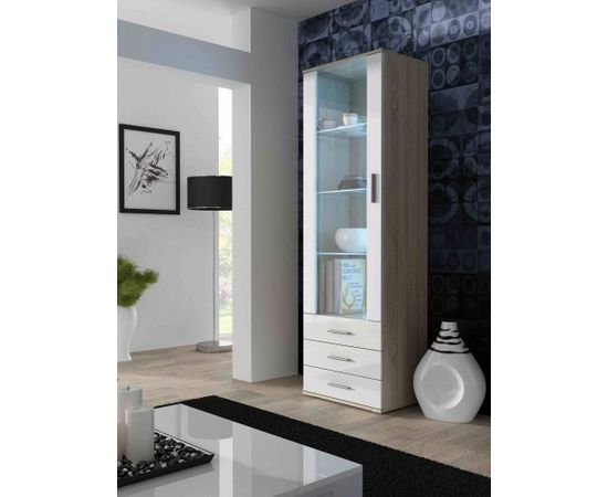 Cama Meble SOHO 7 set (RTV140 cabinet + S1 cabinet + shelves) Sonoma oak / White gloss