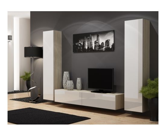 Cama Meble Cama Living room cabinet set VIGO 4 sonoma/white gloss