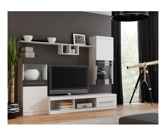 Cama Meble Cama storage cabinets set NICK 220/41/190 white matte/black gloss