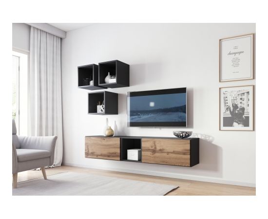 Cama Meble Cama living room furniture set ROCO 8 (2xRO3 + 4xRO6) antracite/wotan oak