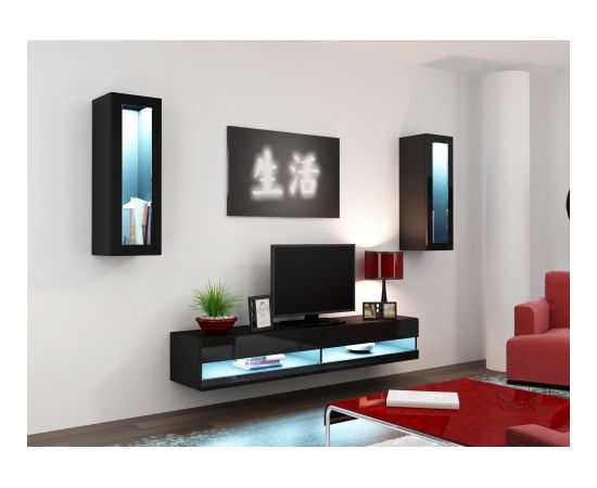 Cama Meble Cama Living room cabinet set VIGO NEW 11 black/black gloss