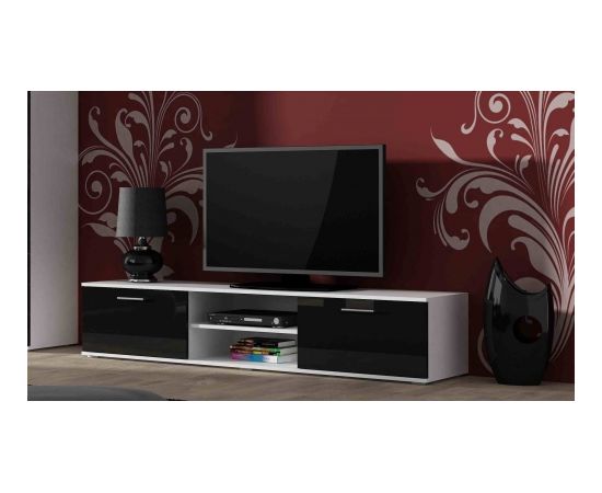 Cama Meble Furniture set SOHO 1 (RTV180 cabinet + S1 cabinet + shelves) White/Black Gloss