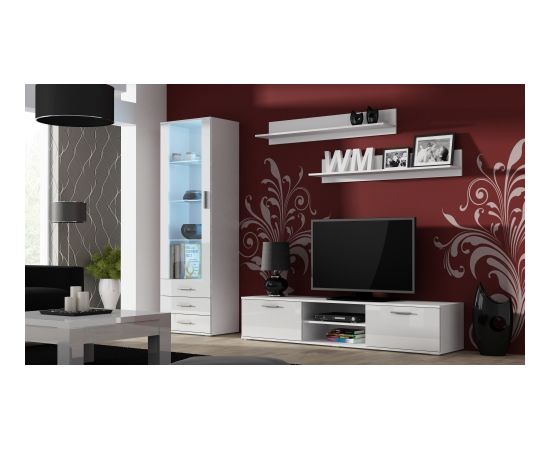Cama Meble Furniture set SOHO 1 (RTV180 cabinet + S1 cabinet + shelves) White/White Gloss