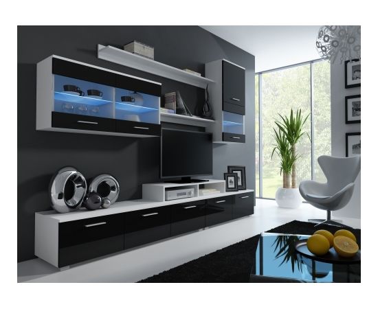 Cama Meble Cama storage cabinets set LOGO II 250/42/190 white/black gloss