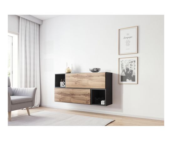 Cama Meble Cama living room furniture set ROCO 14 (2xRO1 + 2xRO6) antracite/wotan oak