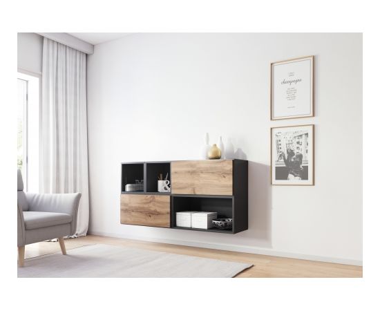 Cama Meble Cama living room furniture set ROCO 15 (RO4+2xRO3+2xRO6) antracite/wotan oak