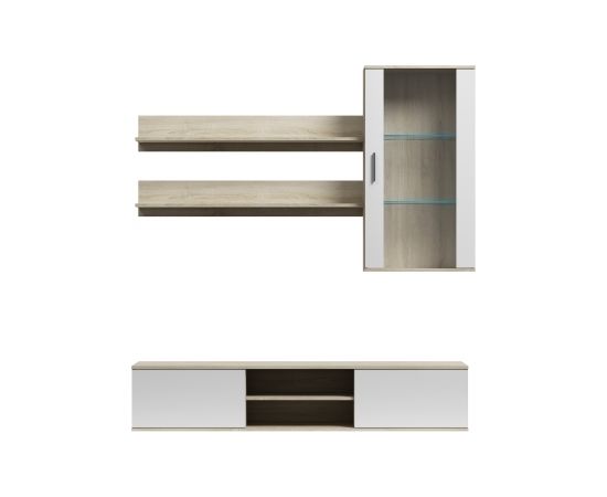 Cama Meble SOHO 5 set (RTV180 cabinet + wall unit + shelves) Sonoma oak / glossy white