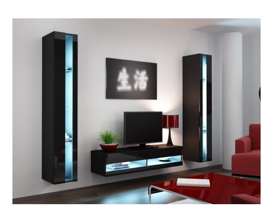 Cama Meble Cama Living room cabinet set VIGO NEW 12 black/black gloss