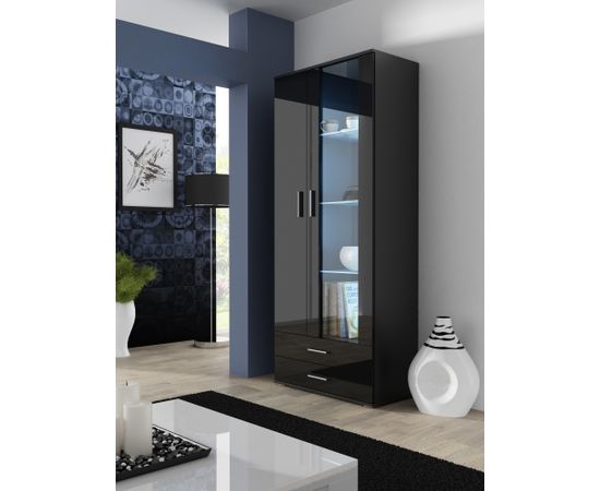 Cama Meble SOHO 8 set (RTV180 cabinet + S6 + shelves) Black / Black gloss