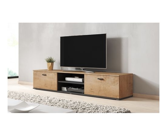 Cama Meble SOHO 1 furniture set (RTV180 cabinet + S1 cabinet + shelves) Oak lefkas/Black