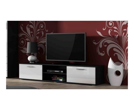 Cama Meble SOHO 8 set (RTV180 cabinet + S6 + shelves) Black / White gloss