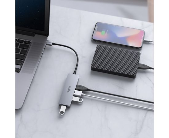 AUKEY CB-H36 Aluminium HUB USB-A | Ultra Slim | 4in1 | 4xUSB 3.0 | 5Gbps USB / Type-C Hub