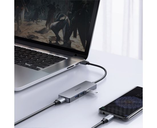 AUKEY CB-H36 Aluminium HUB USB-A | Ultra Slim | 4in1 | 4xUSB 3.0 | 5Gbps USB / Type-C Hub