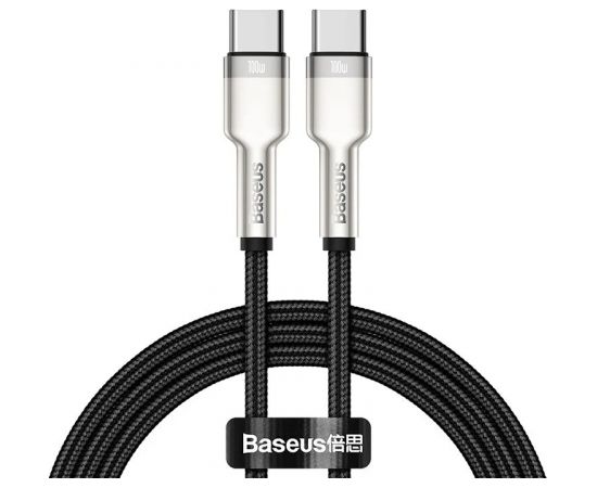 Kabelis USB C - USB C, datu pārsūtīšanai un uzlādēšanai līdz 100W, 2m, melns Cafule Metal BASEUS