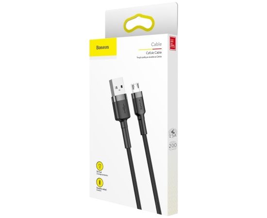 Кабель USB2.0 A штекер - mikro-USB штекер 3.0m QC3.0 Cafule серый+чёрный BASEUS