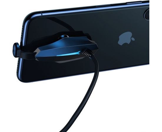 Кабель USB2.0 - штекер - IP-Lightning штекер, 1.2м, держатель телефона, чёрный, нейлоновая оплётка, BASEUS