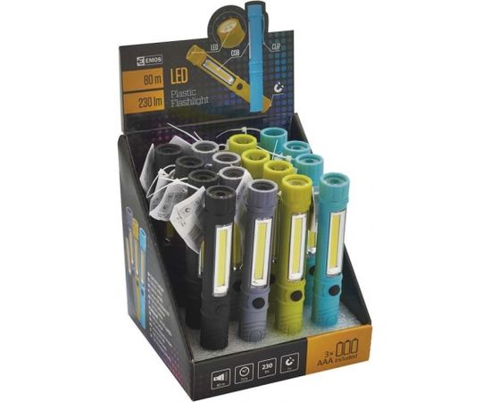 Lukturītis LED 3W + 1LED, 230lm, ar magnētu, EMOS