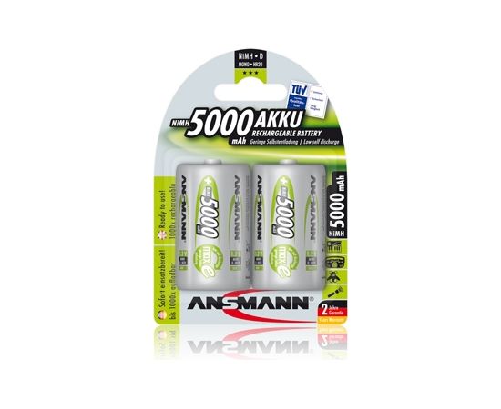 Akumulators R20 (D) 1.2V 5000mAh Ni-Mh ANSMANN (2 gab.iepakojums)