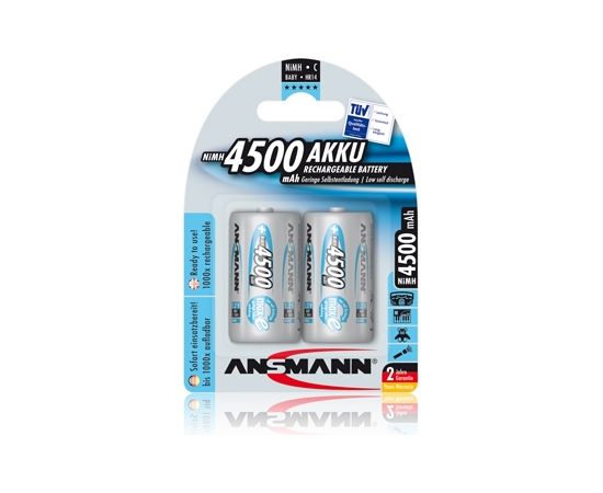 Akumulators R14 (C) 1.2V 4500mAh Ni-Mh ANSMANN (2 gab.iepakojums)