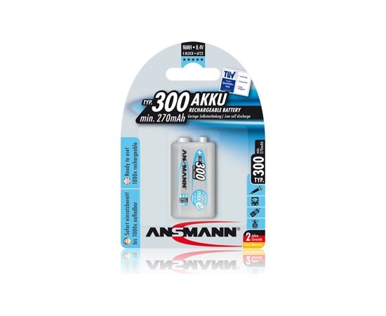 Akumulators 6F22 (E-Block, R22, 6R61) 8.4V 300mAh Ni-Mh ANSMANN