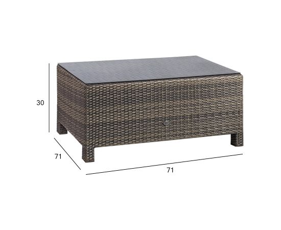 Придиванный столик SEVILLA NEW 71x71xH30см, темно-коричневый