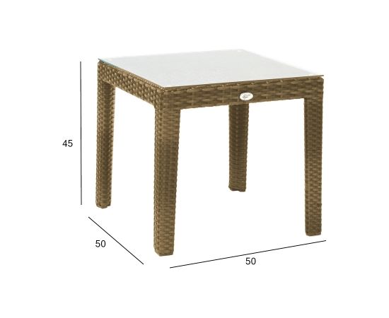 Столик вспомогательный WICKER 50x50xH45см, бежевый