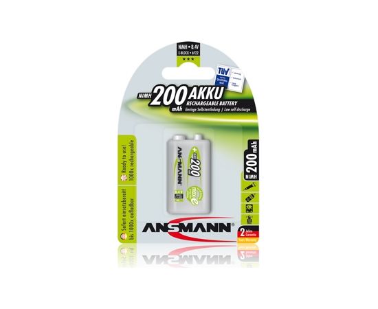 Akumulators 6F22 (E-Block, R22, 6R61) 8.4V 200mAh Ni-Mh ANSMANN