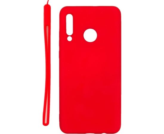 Evelatus Huawei P30 Lite Soft Touch Silicone Case with Strap Red