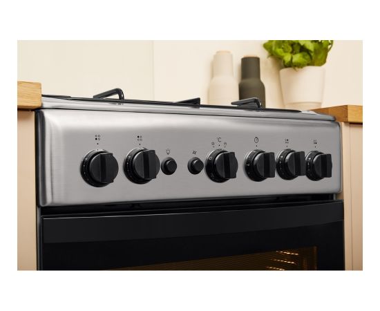 INDESIT Cooker IS5G1PMX/E Hob type Gas, Oven type Gas, Inox, Width 50 cm, Grilling, 59 L, Depth 60 cm