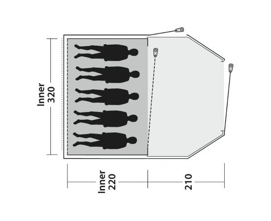 Outwell Earth 5 Blue, kempinga telts 5 personām Teltis