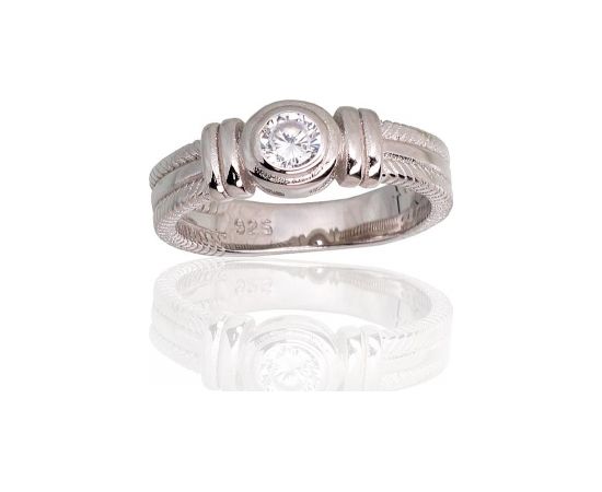Серебряное кольцо #2101796(PRh-Gr)_CZ, Серебро	925°, родий (покрытие), Цирконы , Размер: 17.5, 4.1 гр.