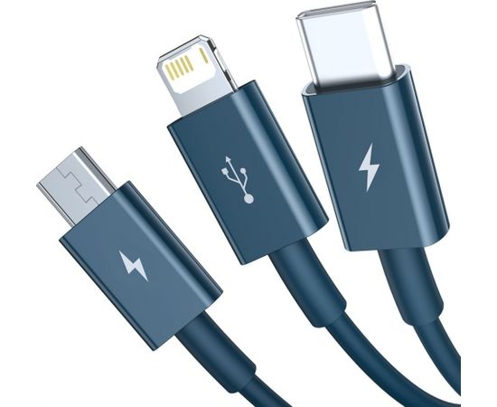 USB cable 3in1 Baseus Superior Series, USB to micro USB / USB-C / Lightning, 3.5A, 1.2m (blue)