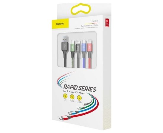 Kabel USB Baseus Fast 4w1 USB-C / 2x Lightning / Micro 3,5A 1,2m (czarny)