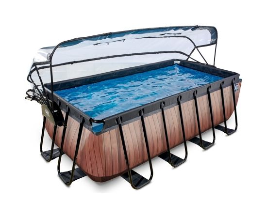 Baseins EXIT Wood pool 400x200x122cm  ar smilšu filtru un nojumi - brown