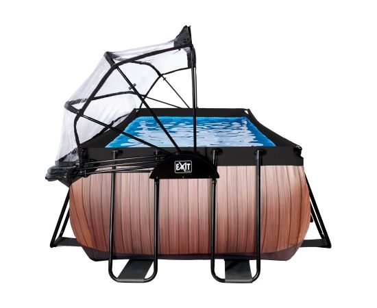 Baseins EXIT Wood pool 400x200x122cm  ar smilšu filtru un nojumi - brown