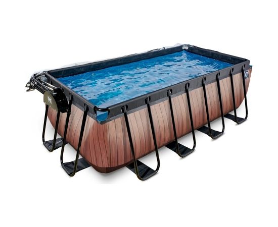 Baseins EXIT Wood pool 400x200x122cm  ar smilšu filtru un nojumi - brown