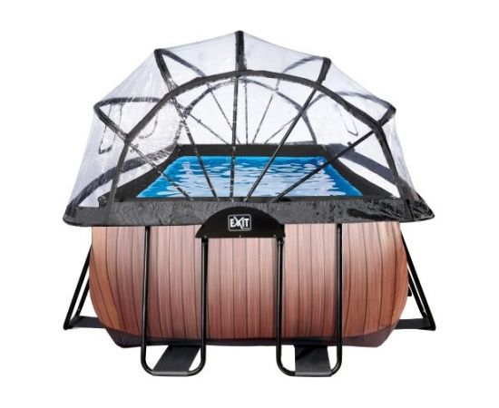 EXIT Koka dizaina baseins 540x250x122cm ar smilšu filtra sūkni, kupolu un siltumsūkni - brūns