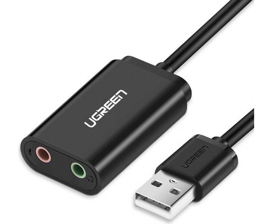 Ugreen USB external sound audio card 3,5 mm mini jack 15cm black (30724)