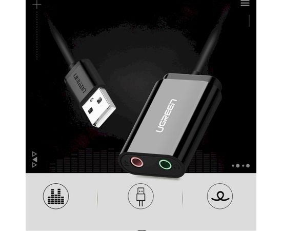 Ugreen USB external sound audio card 3,5 mm mini jack 15cm black (30724)