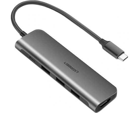 UGREEN 5in1 USB-C to HDMI 4K Adapter, 3x USB 3.0, Type-C (gray)