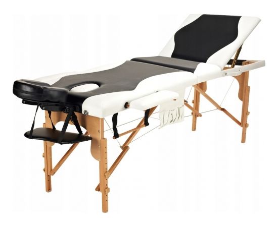 Bodyfit Łóżko do masażu 3 segmentowe dwukolorowe czarno - białe Masāžas galds