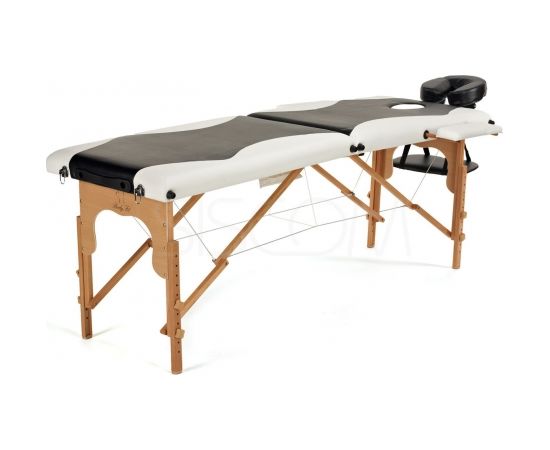 Bodyfit Łóżko do masażu 2 segmentowe dwukolorowe czarno-białe Masāžas galds