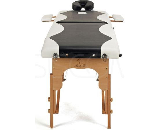 Bodyfit Łóżko do masażu 2 segmentowe dwukolorowe czarno-białe Masāžas galds