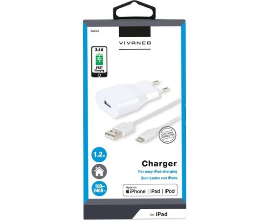 Vivanco charger Lightning 2,4A 1.2m (60205)