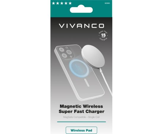 Vivanco беспроводное зарядное устройство Magnetic 15W Apple iPhone, белый (62960)